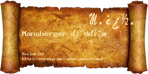 Mansberger Ádám névjegykártya